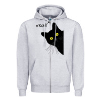 Black Cat Day Halloween Black Cat Meow Zipper Hoodie | Teevron