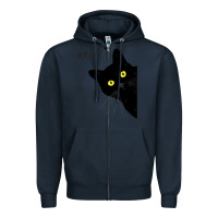 Navy black cat day halloween black cat meow Zipper Hoodie - tuanDangUi