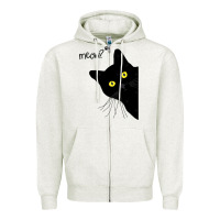 Oatmeal Heather black cat day halloween black cat meow Zipper Hoodie - tuanDangUi