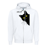 White black cat day halloween black cat meow Zipper Hoodie - tuanDangUi