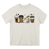 Cream coffee latte coffee cups Heavy Core Tee - MaliasSmallBusiness