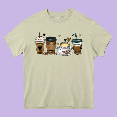 Coffee Latte Coffee Cups Heavy Core Tee Designed By Maliassmallbusiness