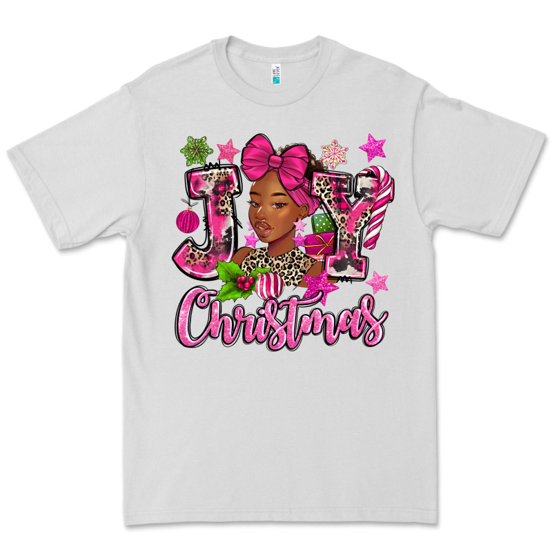 Pink Christmas Joy Black Woman Premium Tee by MaliasSmallBusiness | Teevron