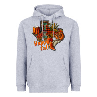 Heather Grey happy fall texas Heavyweight Hoodie - CowhideDigitalArt