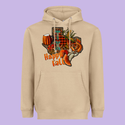 Happy Fall Texas Heavyweight Hoodie Designed By Cowhidedigitalart