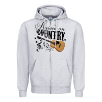 Heather Grey Raised On Country Country Life Country Music Lover Zipper Hoodie - tuanDangUi