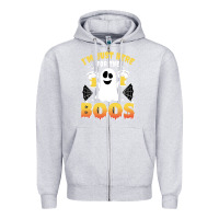 Heather Grey i'm just here for the boos halloween costume gift Zipper Hoodie - tuanDangUi