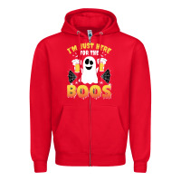 Red i'm just here for the boos halloween costume gift Zipper Hoodie - tuanDangUi