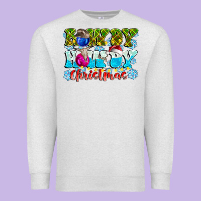 Rowdy Howdy Christmas Premium Sweatshirt Designed By Cowhidedigitalart
