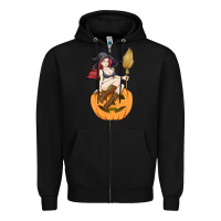 Black sexy witch halloween costume blackcraft pumpkin wi Zipper Hoodie - tuanDangUi