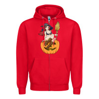 Red sexy witch halloween costume blackcraft pumpkin wi Zipper Hoodie - tuanDangUi