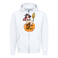White sexy witch halloween costume blackcraft pumpkin wi Zipper Hoodie - tuanDangUi