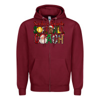 Burgundy Santa's Favorite Softball Coach For Christmas Zipper Hoodie - FaDigitalArtStudio
