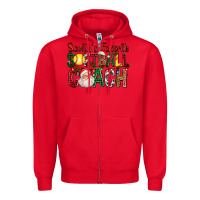 Red Santa's Favorite Softball Coach For Christmas Zipper Hoodie - FaDigitalArtStudio