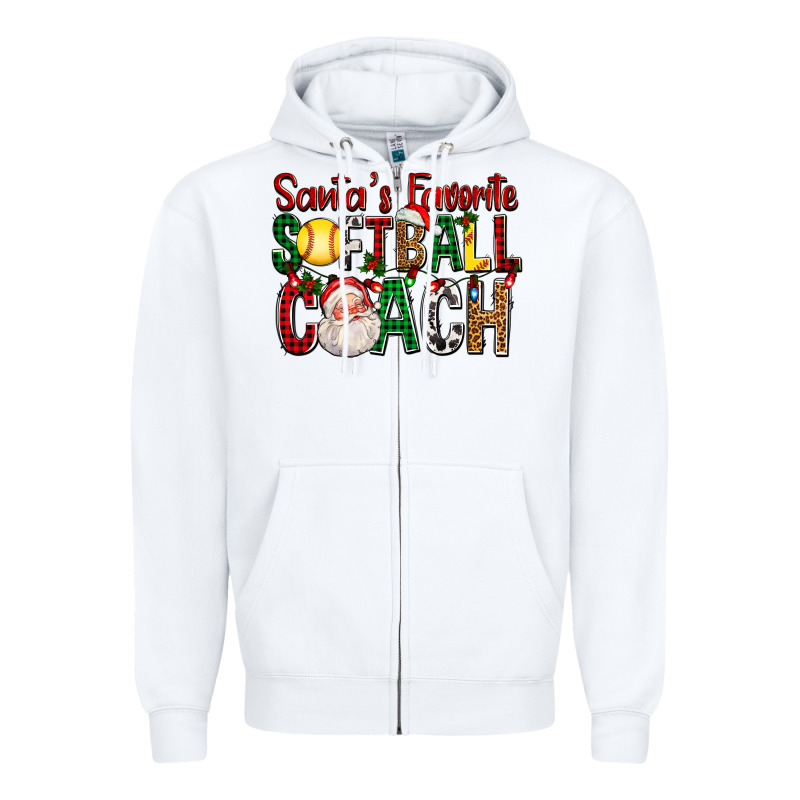 Santa's Favorite Softball Coach For Christmas Zipper Hoodie by FaDigitalArtStudio | Teevron