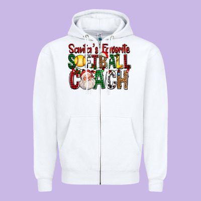 Santa's Favorite Softball Coach For Christmas Zipper Hoodie Designed By Fadigitalartstudio
