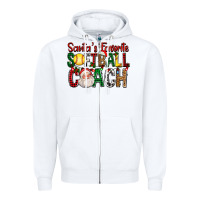 White Santa's Favorite Softball Coach For Christmas Zipper Hoodie - FaDigitalArtStudio