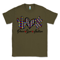 Army Green Peace Love Autism Classic Tee - Bettercallsaul