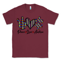 Burgundy Peace Love Autism Classic Tee - Bettercallsaul