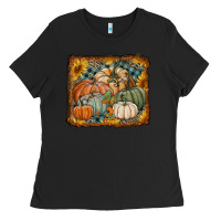 Black pumpkins with sunflowers Ladies Tee - RanaPortraitStore