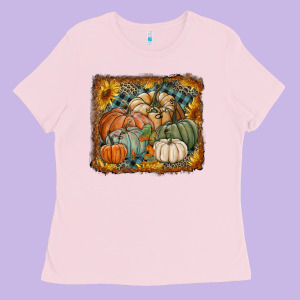 Pumpkins With Sunflowers Ladies Tee Designed By Ranaportraitstore