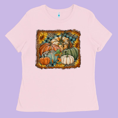 Pumpkins With Sunflowers Ladies Tee Designed By Ranaportraitstore