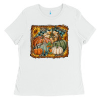 White pumpkins with sunflowers Ladies Tee - RanaPortraitStore