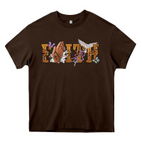 Chocolate Brown faith with praying hands Heavy Core Tee - NancyCooperArtShop