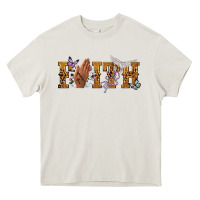 Cream faith with praying hands Heavy Core Tee - NancyCooperArtShop