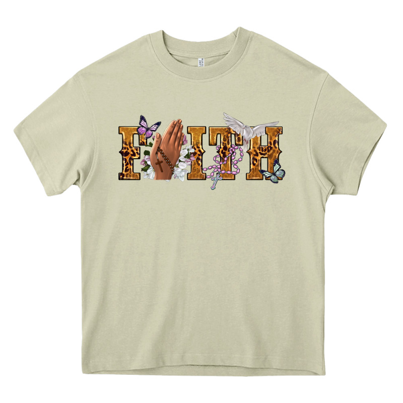 Faith With Praying Hands Heavy Core Tee by NancyCooperArtShop | Teevron