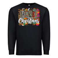 Black Western Merry Christmas Premium Sweatshirt - CowhideDigitalArt