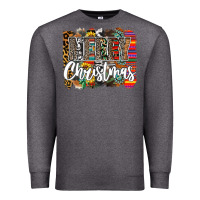 Charcoal Heather Western Merry Christmas Premium Sweatshirt - CowhideDigitalArt