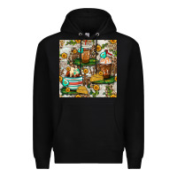 Black cow coffee cups and farm with leopard seamless pattern bbs Premium Hoodie - BundleAndBundleShop