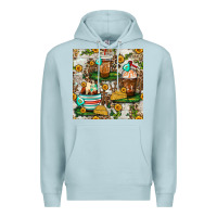 Blue Mist cow coffee cups and farm with leopard seamless pattern bbs Premium Hoodie - BundleAndBundleShop