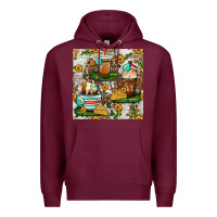 Burgundy cow coffee cups and farm with leopard seamless pattern bbs Premium Hoodie - BundleAndBundleShop