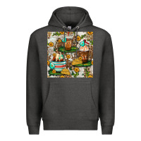Charcoal Heather cow coffee cups and farm with leopard seamless pattern bbs Premium Hoodie - BundleAndBundleShop