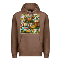 Chestnut cow coffee cups and farm with leopard seamless pattern bbs Premium Hoodie - BundleAndBundleShop