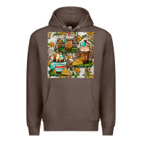 Coffee cow coffee cups and farm with leopard seamless pattern bbs Premium Hoodie - BundleAndBundleShop