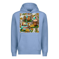 Colony Blue cow coffee cups and farm with leopard seamless pattern bbs Premium Hoodie - BundleAndBundleShop