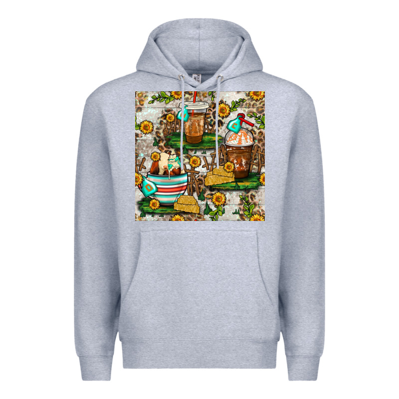 Cow Coffee Cups And Farm With Leopard Seamless Pattern Bbs Premium Hoodie by BundleAndBundleShop | Teevron