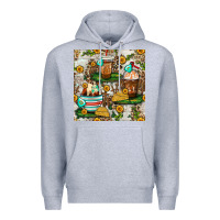 Heather Grey cow coffee cups and farm with leopard seamless pattern bbs Premium Hoodie - BundleAndBundleShop