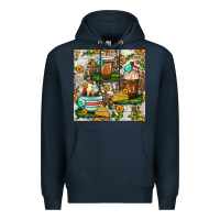 Navy cow coffee cups and farm with leopard seamless pattern bbs Premium Hoodie - BundleAndBundleShop