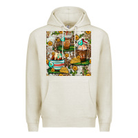 Oatmeal Heather cow coffee cups and farm with leopard seamless pattern bbs Premium Hoodie - BundleAndBundleShop