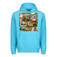 Ocean Blue cow coffee cups and farm with leopard seamless pattern bbs Premium Hoodie - BundleAndBundleShop