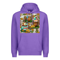 Purple cow coffee cups and farm with leopard seamless pattern bbs Premium Hoodie - BundleAndBundleShop