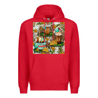 Red cow coffee cups and farm with leopard seamless pattern bbs Premium Hoodie - BundleAndBundleShop