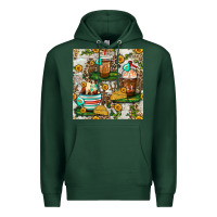Sports Green cow coffee cups and farm with leopard seamless pattern bbs Premium Hoodie - BundleAndBundleShop