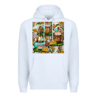 White cow coffee cups and farm with leopard seamless pattern bbs Premium Hoodie - BundleAndBundleShop