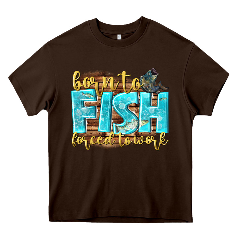 Born To Fish Forced To Work Heavy Core Tee by NancyCooperArtShop | Teevron