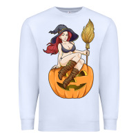 White sexy witch halloween costume blackcraft pumpkin wi Premium Sweatshirt - tuanDangUi
